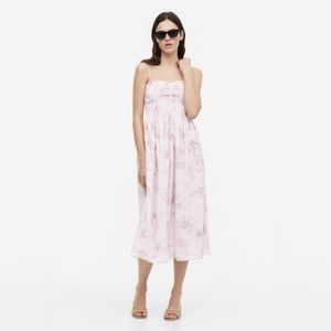 H&M pink and white smocked dress M